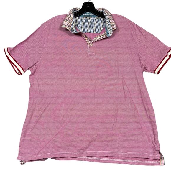 Ted Baker London Red Microstripe Polo Shirt Size 7 (XL) - Picture 1 of 8
